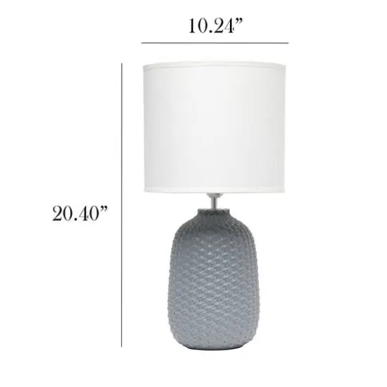 Simple Designs 20" Ceramic Purled Texture Table Lamp Gray {4}