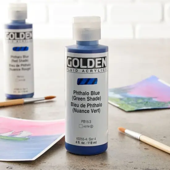 Golden&reg; 4oz. Fluid Acrylics Phthalo Blue (Green Shade) {3}