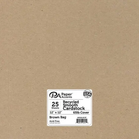 PA Paper&trade; Accents 12" x 12" 65lb. Recycled Cardstock Paper, 25 Sheets Brown Bag {1}