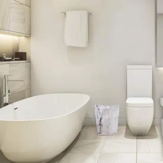 Rustic Farmhouse Style Wood Wastebasket Bin White Brown {9}