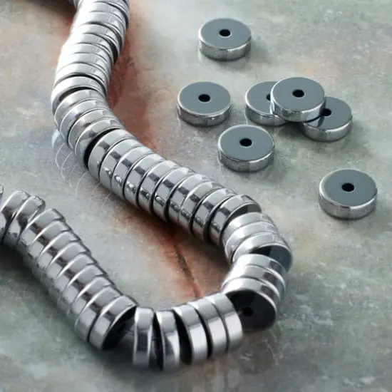 Rhodium Hematite Heishi Beads by Bead Landing&trade; {3}