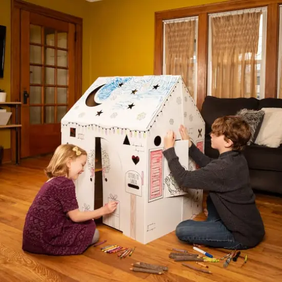 Easy Playhouse Holiday Cottage Cardboard Playhouse {4}