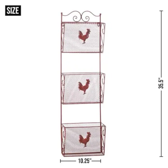 35.5" Red Rooster Triple Basket Organizer {3}