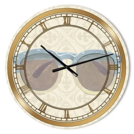 Designart 'Glam Cosmetics Blue Sun Glasses Glam Wall Clock {1}