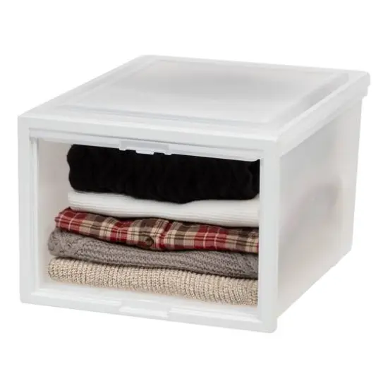 Iris&reg; White Deep Box Chest With Sliding Door, 3 Pack {4}