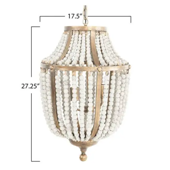 Hello Honey&reg; 27" Metal Chandelier With White Wooden Beads {11}