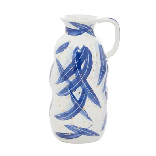 Blue Ceramic Contemporary Vase, 7" x 13" {3}