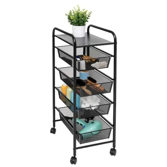 Honey Can Do Black 4-Drawer Rolling Cart {11}