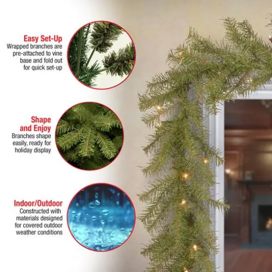 9ft. Pre-Lit Norwood Fir Garland, Clear Lights {7}