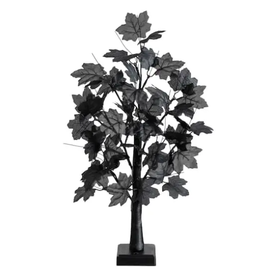 2ft. Pre-Lit Artificial Halloween Black Maple Tree with 24 Orange & Purple LED Lights {1}