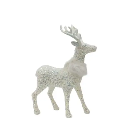 18" White Standing Reindeer with Faux Fur & Sequins by Ashland&reg; {1}