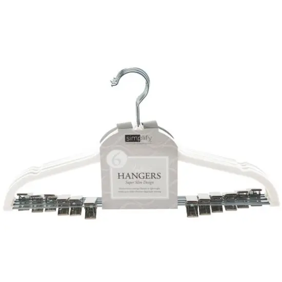 Simplify Slim Velvet Hangers with Clips, 6ct. Ivory {4}