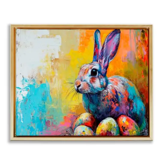 Stupell Industries Easter Joy Abstract Floater Framed Art Gold {1}
