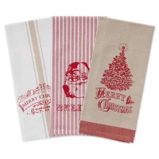 DII&reg; Assorted Vintage Print Christmas Dishtowel Set {10}