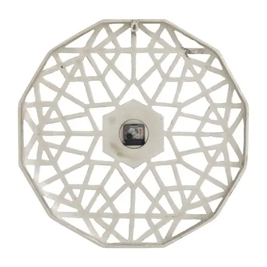 24" Contemporary Abstract Wall Clock Silver {6}