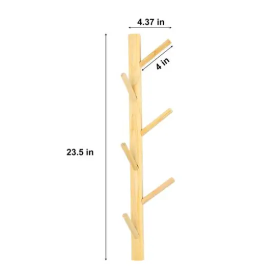 NEX&trade; 6-Hook Wall Mounted Tree Branch Coat Rack Light Brown {4}