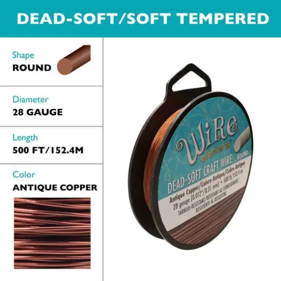 The Beadsmith&reg; Wire Elements&trade; 28 Gauge Tarnish Resistant Soft Temper Wire, 500ft. Antique Copper {6}