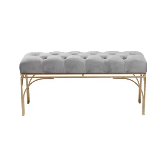 Grey Metal Glam Bench, 19" x 39" x 17" {1}