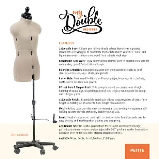 Dritz&reg; My Double Designer Petite Dress Form with Adjustable Tri-Pod Stand {3}