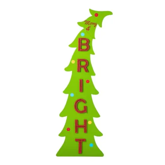 Glitzhome&reg; 41.75" Christmas "BRIGHT" Bent Tree Porch Sign {7}