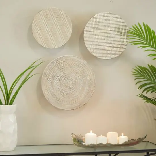 Silver Aluminum Modern Wall Decor, Set of 3 11", 13", 15" {9}