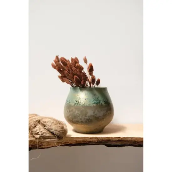 Hello Honey&reg; 6" Iridescent Green Glaze Stoneware Planter {4}