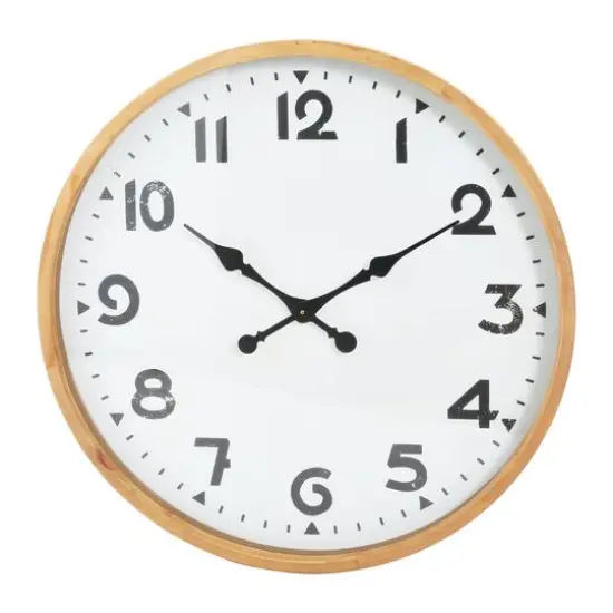 Hello Honey&reg; 29" Round Natural Wood and Metal Wall Clock {1}