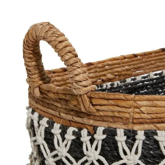 Black Cotton Bohemian Storage Basket Set {5}