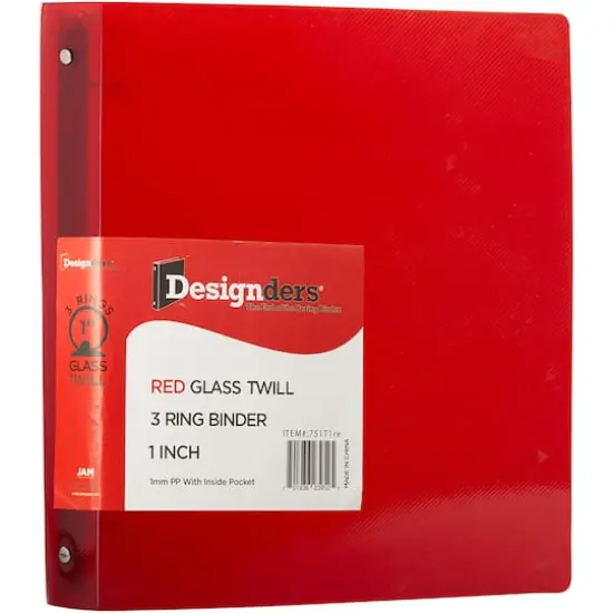 JAM Paper 1" Red Glass Twill 3-Ring Binder {3}