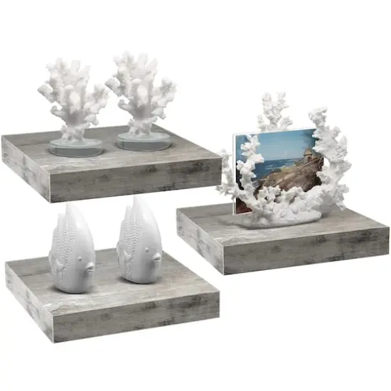Sorbus 9.2" Tile Wall Shelves, 3ct. Gray {1}