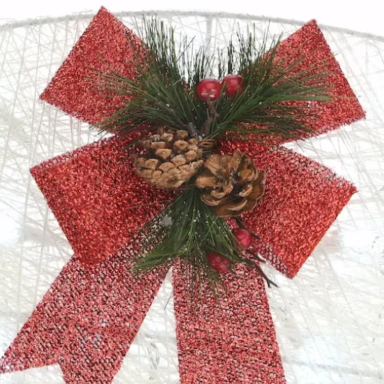 48" White Sisal Reindeer Pulling Sleigh with 140 Cool White LED Lights {5}