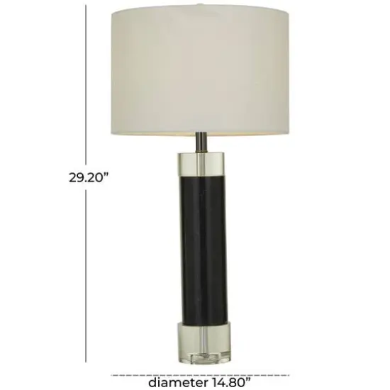 Black Marble Slender Stand Table Lamp with Drum Shade 15" x 15" x 29" {8}