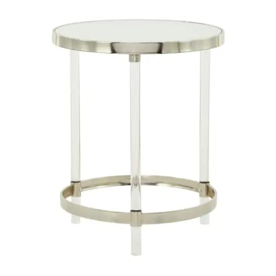 Silver Acrylic Contemporary Accent Table, 19" x 19" x 23" {3}