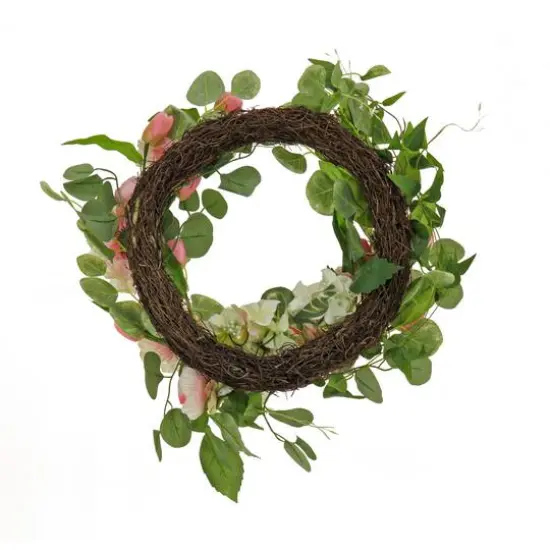 22" Hydrangea, Tulip, & Eucalyptus Spring Wreath {5}