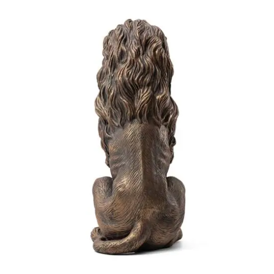 Glitzhome® 2ft. Oversized Bronze Sitting Lion Garden Statue {7}