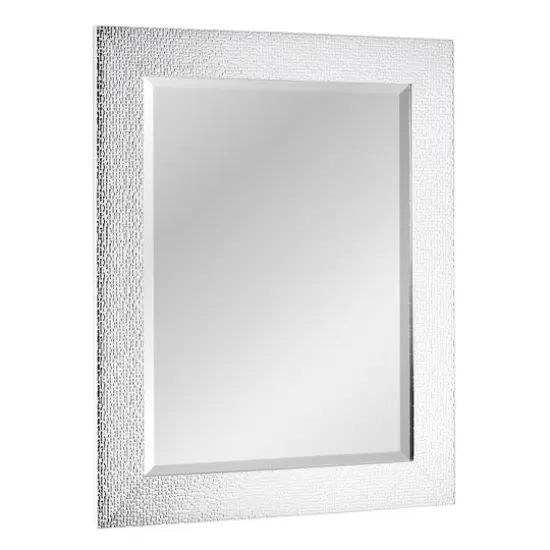 Head West 29" Chrome & White Tile Textured Framed Vanity Mirror {9}