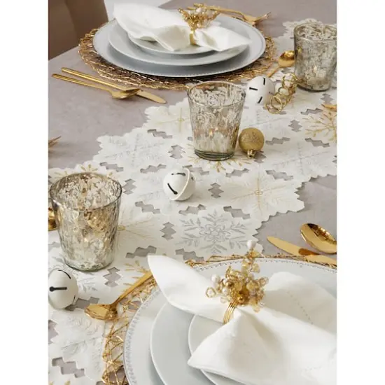 DII&reg; 108" Snowflakes Embroidered Table Runner {9}