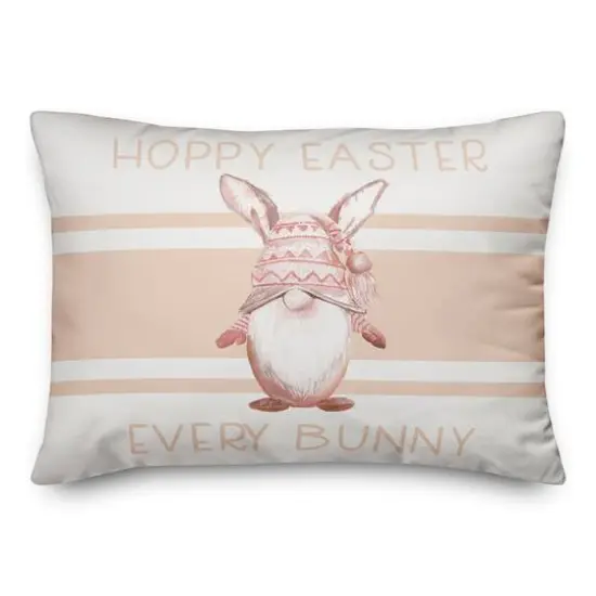 Hoppy Easter Gnome Blush 2 14" x 20" Indoor / Outdoor Pillow {1}