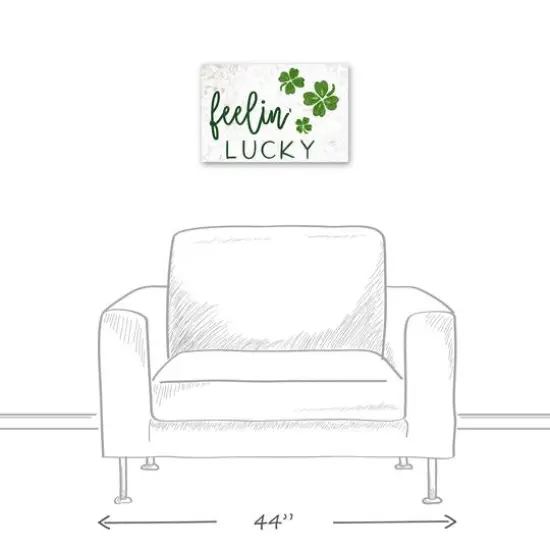 Feeling Lucky Four Leaf Clover Canvas 12" x 18" Canvas Wall Art {6}