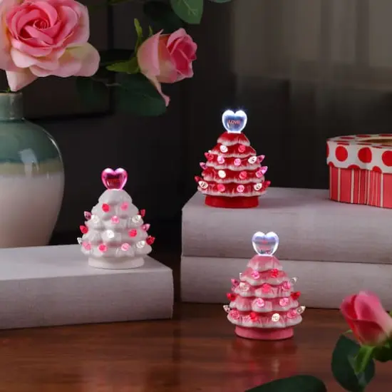 Miss Valentine 4.5" Ceramic Miniature Trees Set, 3ct. {3}