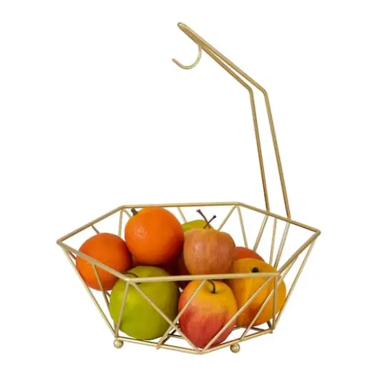 Kitchen Details 15.5" Geode Fruit Basket with Banana Tree Satin Gold {4}