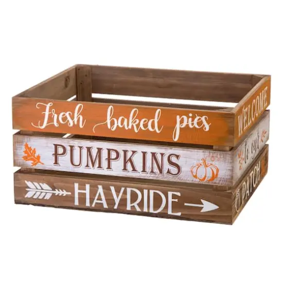Glitzhome&reg; Wooden Pumpkin Crate Set {6}