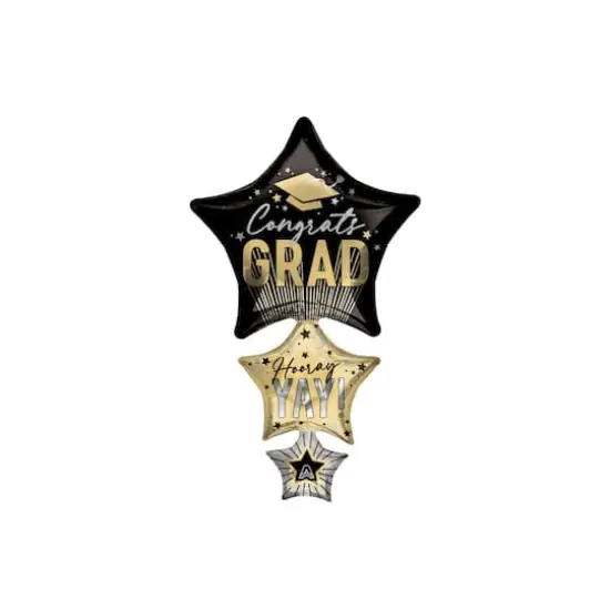 SuperShape&reg; XL&reg; 42" Stripes on Stripes Grad Stars Foil Balloon {1}