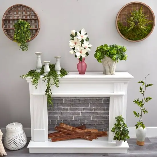 24" White Japanese Magnolia Arrangement in Rose Vase {5}