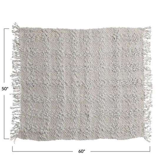 Hello Honey® Natural Cable Knit Throw Blanket with Fringe {5}