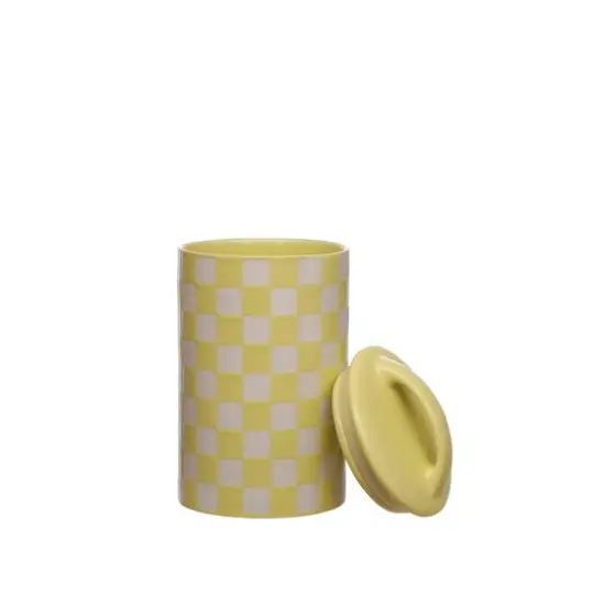 Checkered Ceramic Jar with Lid by Ashland® Yellow {3}