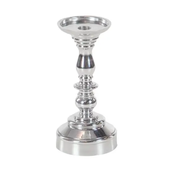 Silver Aluminum Traditional Pillar Candle Holder {4}