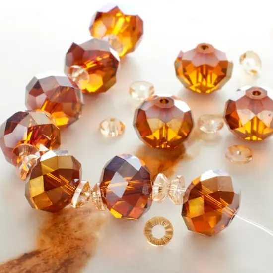 Amber Faceted Glass Rondelle Beads by Bead Landing&trade; {3}
