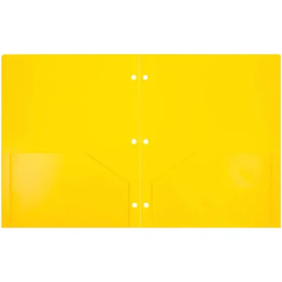 JAM Paper 3-Hole Heavy Duty Plastic Pocket Folder, 6ct. Yellow {4}