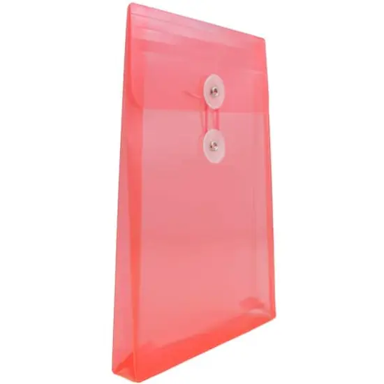 JAM Paper 6.25" x 9.25" Pink Button & String Closure Plastic Envelope, 12ct. {4}